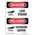 Signmission OSHA Danger Sign, Live Steam, 5in X 3.5in Decal, 10PK, 3.5" W, 5" H, Bilingual Spanish, PK10 OS-DS-D-35-VS-1424-10PK